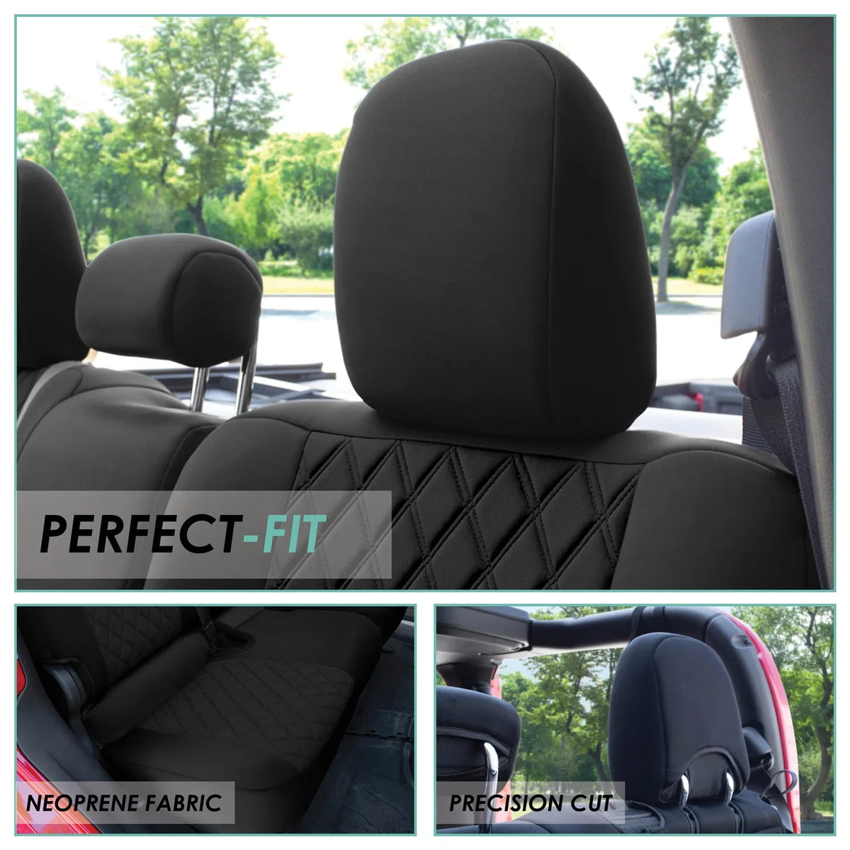 atmospheric Neoprene Gladiator, Covers Car Freshener with Seat for Set Rear Black FH Jeep Custom Group 2020-2024 Fit