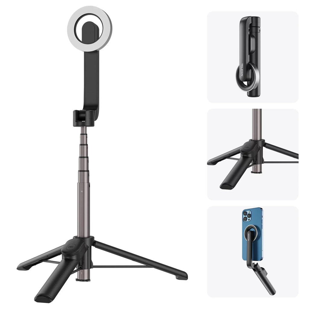 with Stick 27.1 Selfie Magnetic Remote for , TELESIN inch Control Tripod, Rotation