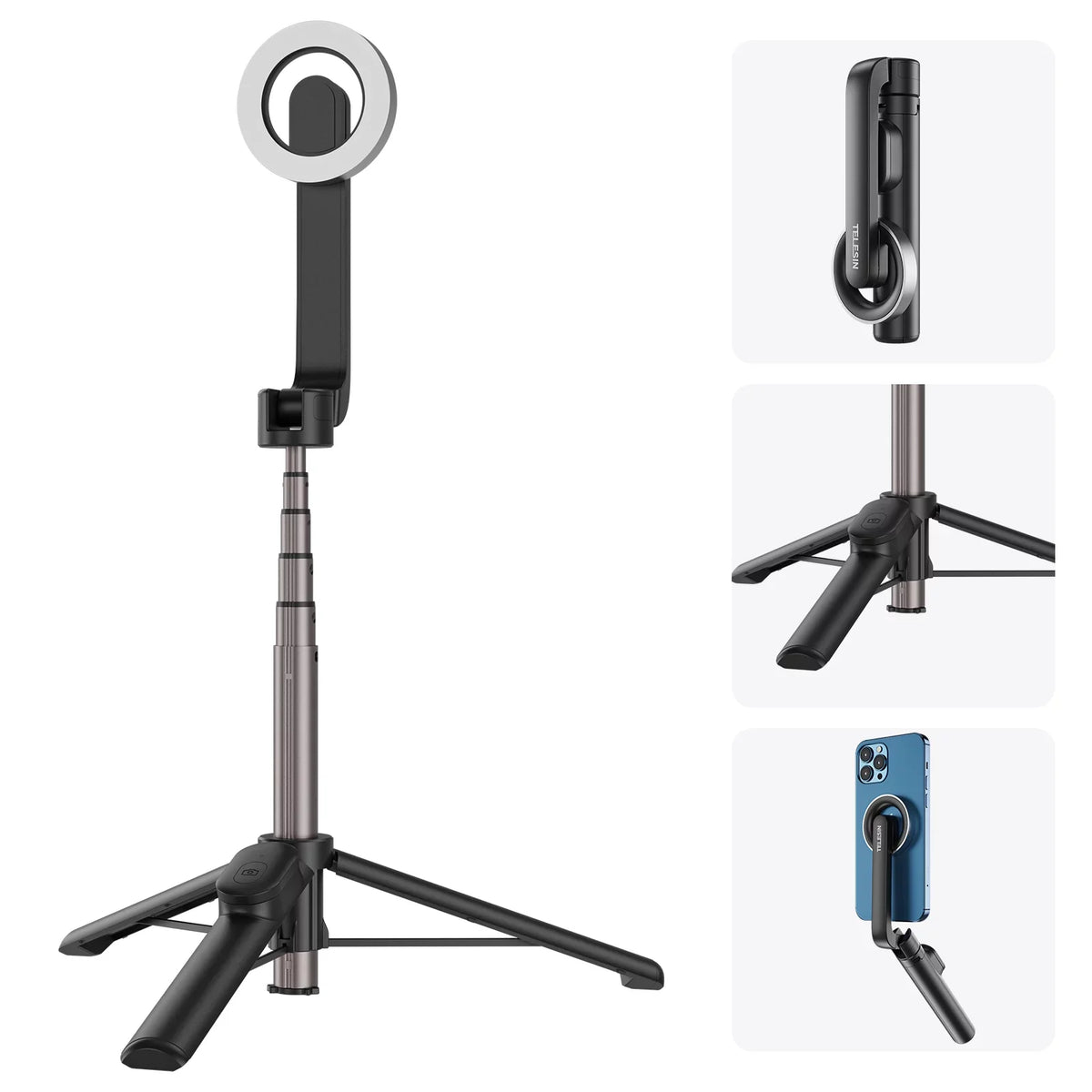 with Stick 27.1 Selfie Magnetic Remote for , TELESIN inch Control Tripod, Rotation