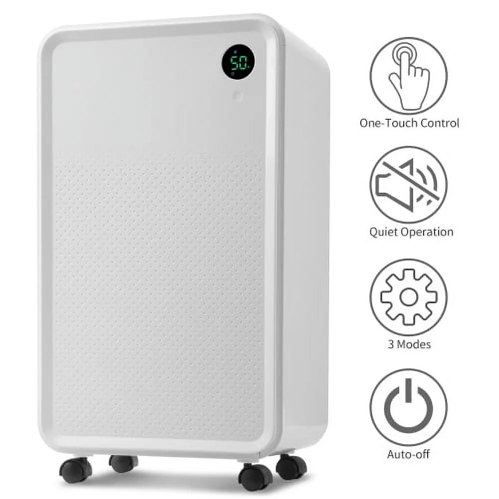 Basements Drain, Large Pint Dehumidifier for 30 Sq. with Churanty or Manual Auto Tank, Water 3,000 Dehumidifier Medium Rooms to and 2L Ft.