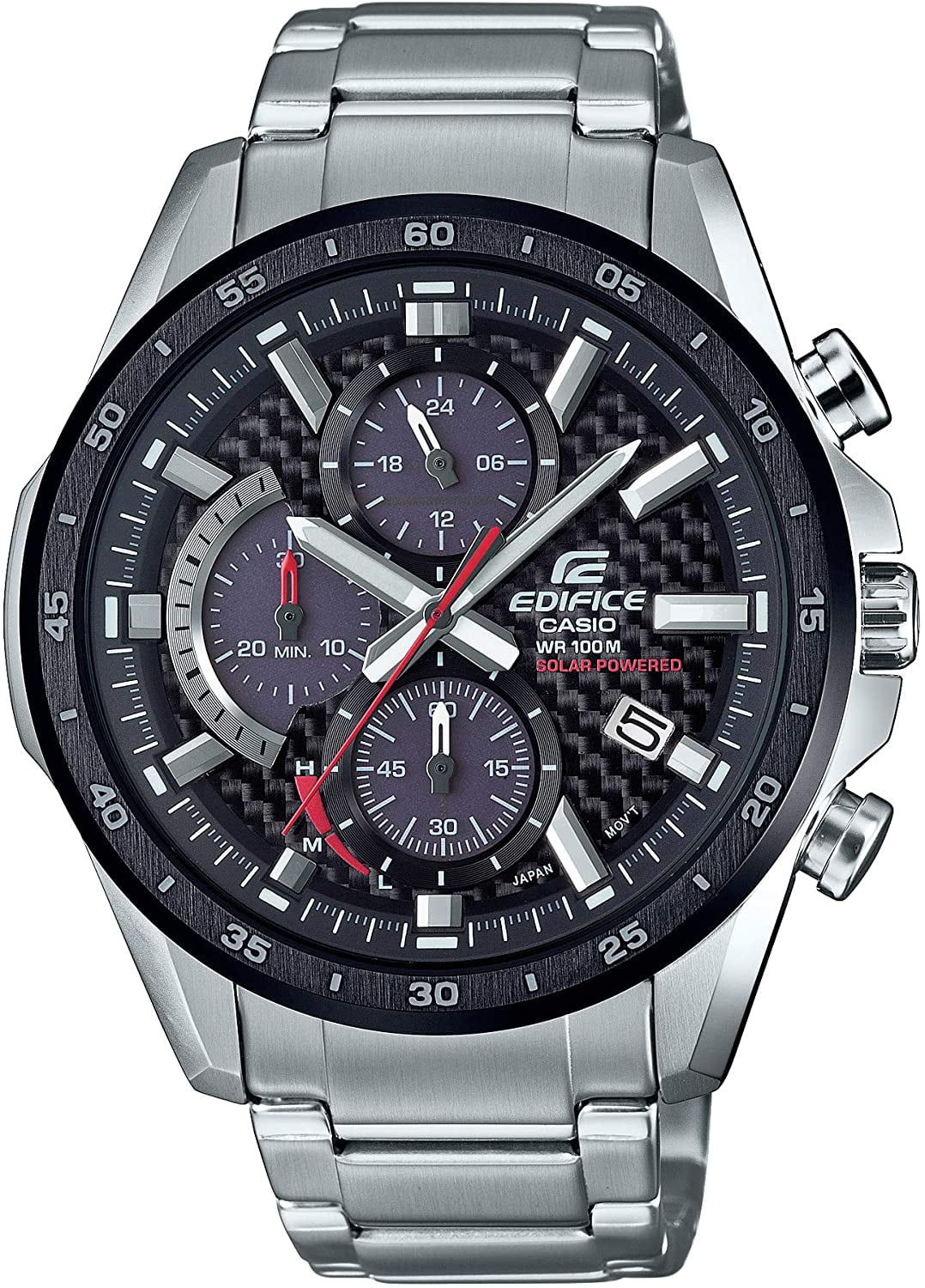 Stainless Solar-Powered Chronograph Watch Edifice EQS-900DB-1AVCR Men's Casio Steel