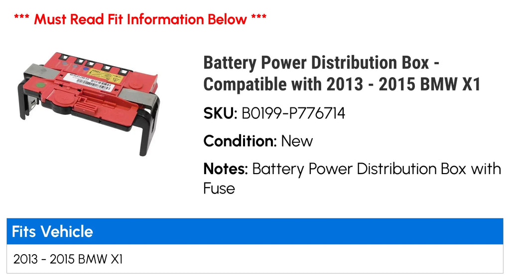 X1 2014 with Battery Distribution - - BMW 2013 Power 2015 Box Compatible