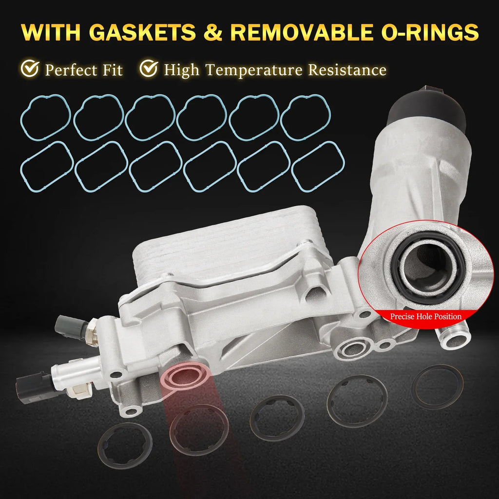 with and 926-959 3.6L for Engine Housing Oil Jeep Gaskets Ram Oil Aluminum Filter Sensors Chrysler Cooler Dodge 2011-2016