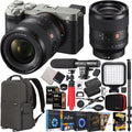 Silver F1.4 Master with and + Camera + Sony + Lens Monopod Deco Mirrorless FE a7C GM Photography Frame 35mm + ILCE7C/S Accessories LED Microphone G Bundle Sony Gear Case Body Backpack SEL35F14GM Full