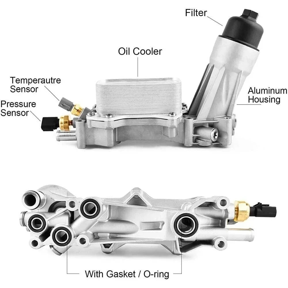 with and 926-959 3.6L for Engine Housing Oil Jeep Gaskets Ram Oil Aluminum Filter Sensors Chrysler Cooler Dodge 2011-2016