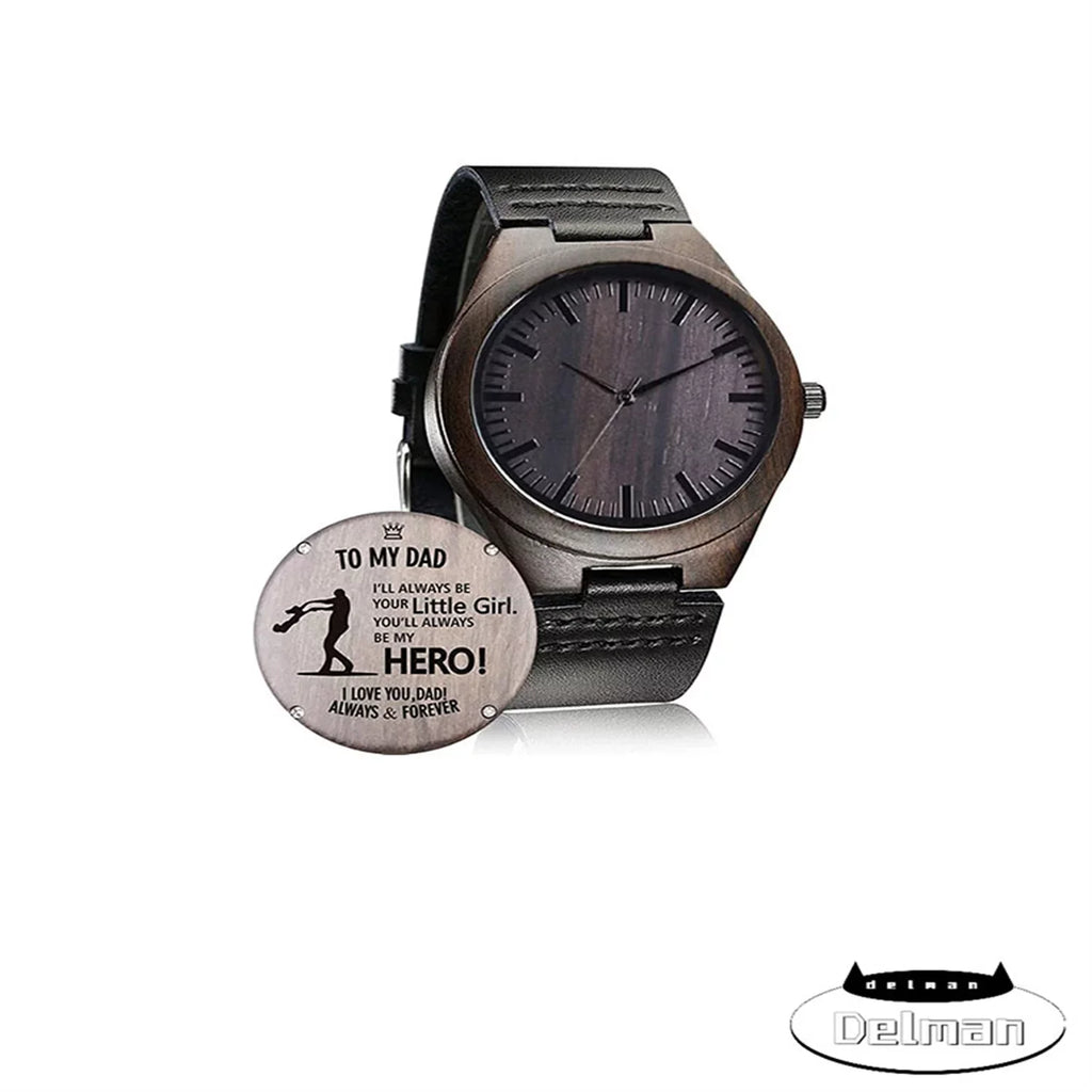 Wooden Mom Husband Wood Watch Watch, for Men Casual Women Family Engraved Customized Son Dad Handmade Wife
