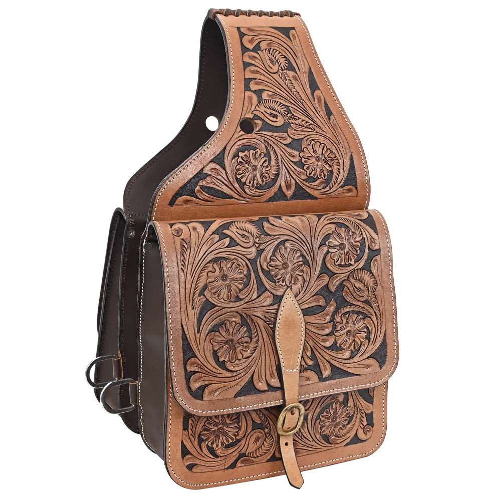 Leather Trail Floral Ride Western Heavyduty Traditional 44KK Comfytack Horse Saddle Bag