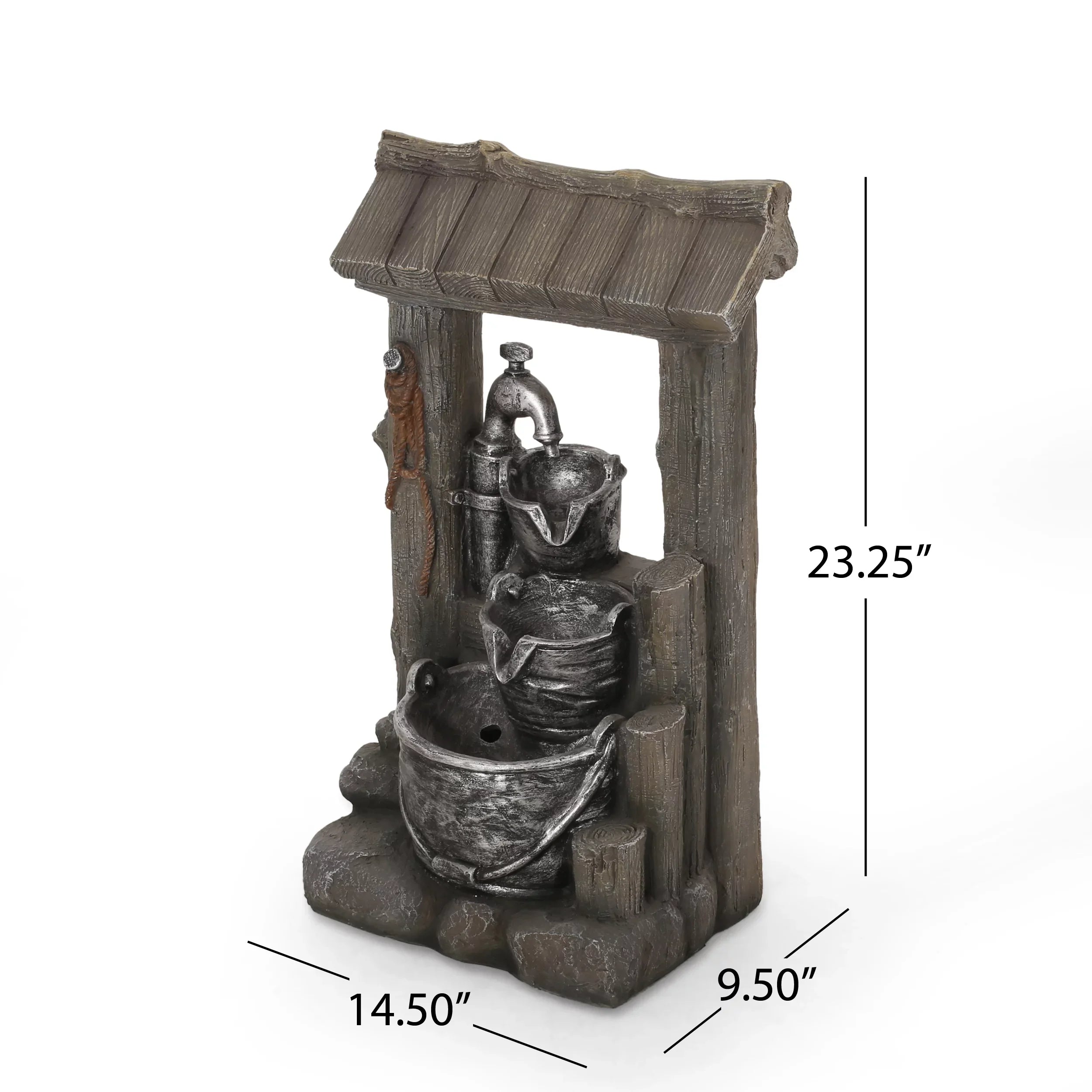 Outdoor and Berrien House 3-Tier Bucket Gray Noble Brown Fountain,