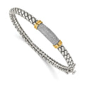 Bangle Two-Tone mm Women's Round Diamond 7 Silver with Shey 14K Antiqued 14k/Silver Sterling in Couture Hinged 8 Accent