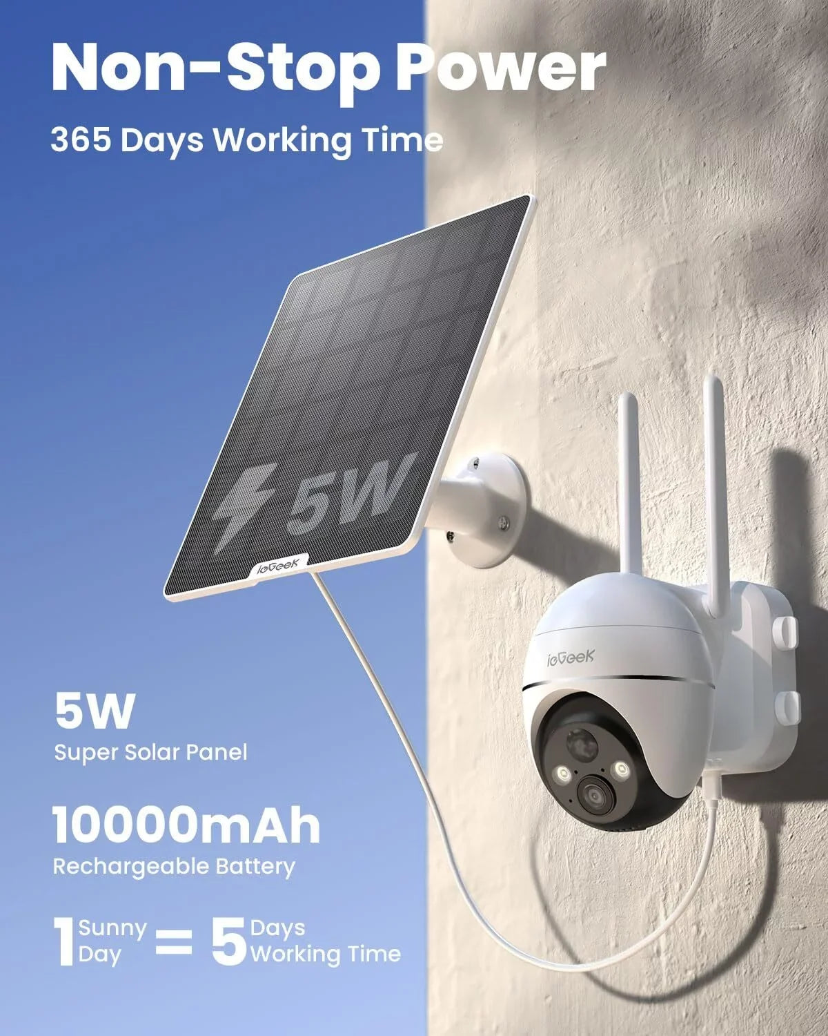 Solar SD Included Wireless, No 2K Surveillance Outdoor, Vision, Security Cellular SIM&64GB PTZ, 3G/4G WiFi Night Card LTE 360° Camera Powered, QHD, Camera, Color