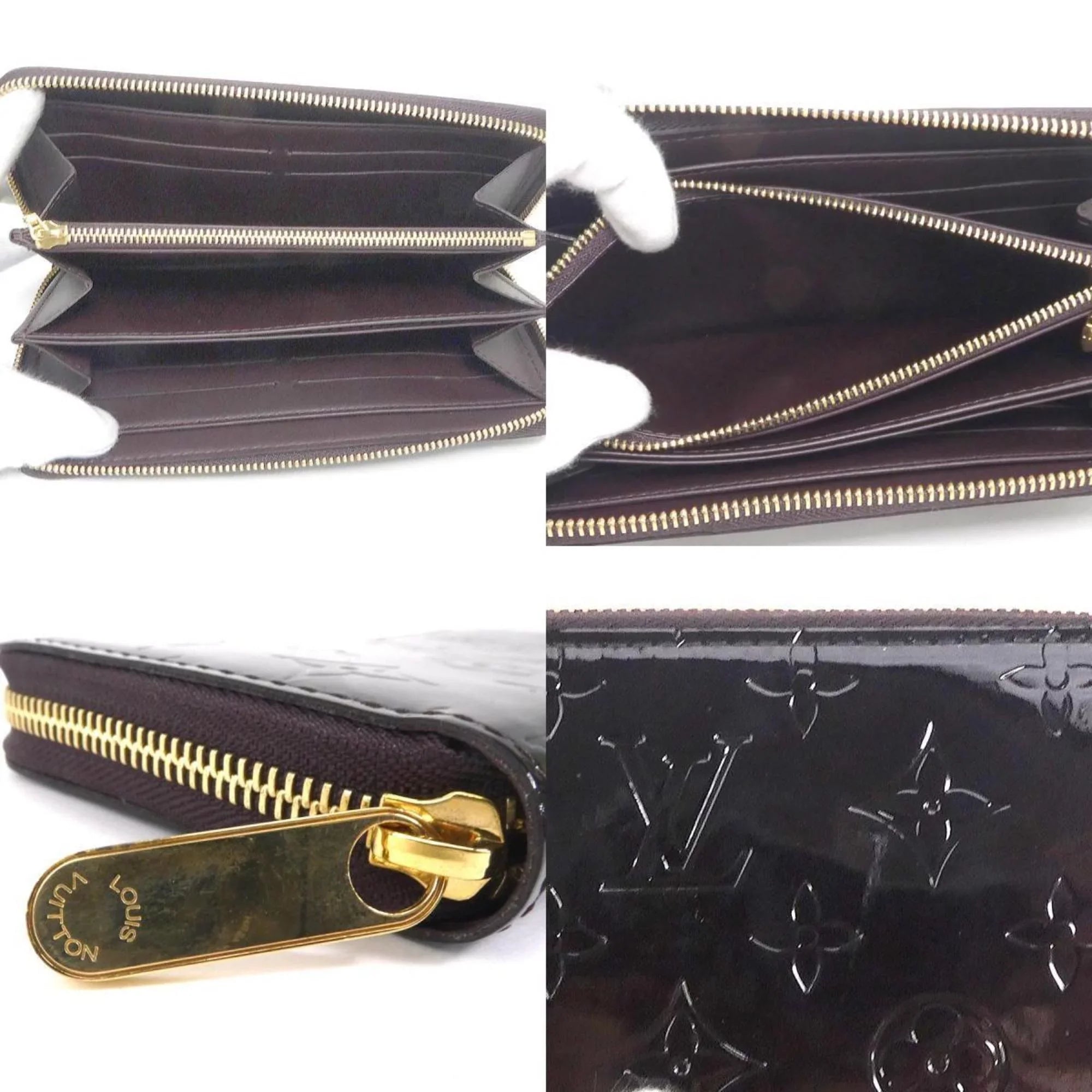 Louis Unisex Verni Vuitton Monogram Amaranto LOUIS VUITTON Zipper M93522 Round Long Pre-Owned (Good) Wallet Zippy