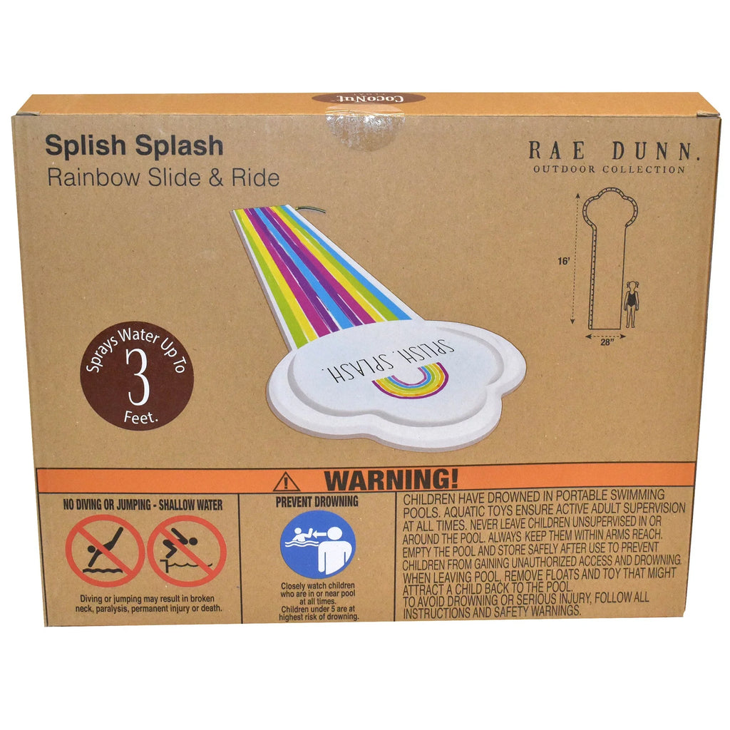 Rae Slide Durable Slide CocoNut Ride Splash Water Float, & Mat, Foot -16 Age Splish Sliding Dunn: 5+ Rainbow Sprinkler,