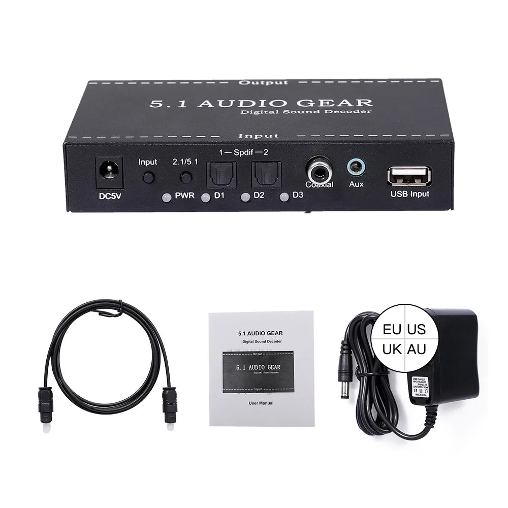 Audio Decoder,Dolby Audio 3.5mm Output 3.5mm Ajcoflt Audio Decoder Decoder 3.5mm Apexeon Audio US Audio Dolby Decoder Converter Support Audio Sound Digital Audio Sound Output Converter Converter