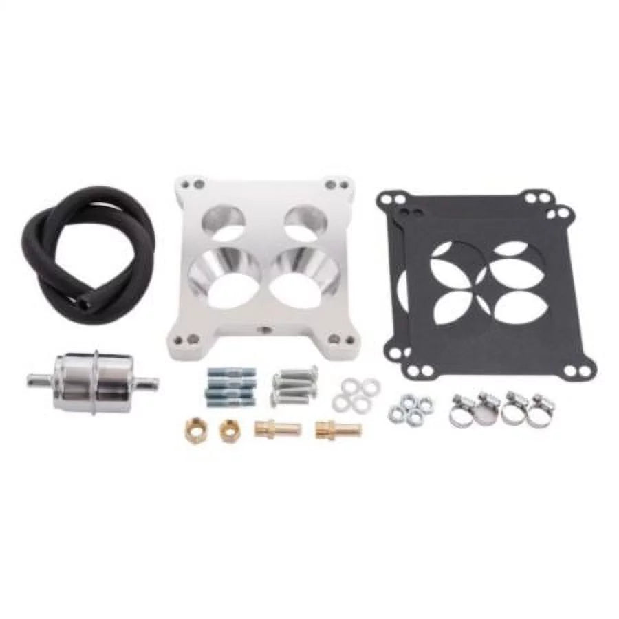 Mercedes-Benz Stock 2000 Square-Bore ML320 QuadraJet Adapter To Or Carb Spread-Bore #2697 W/ Edelbrock Thermo-Quad