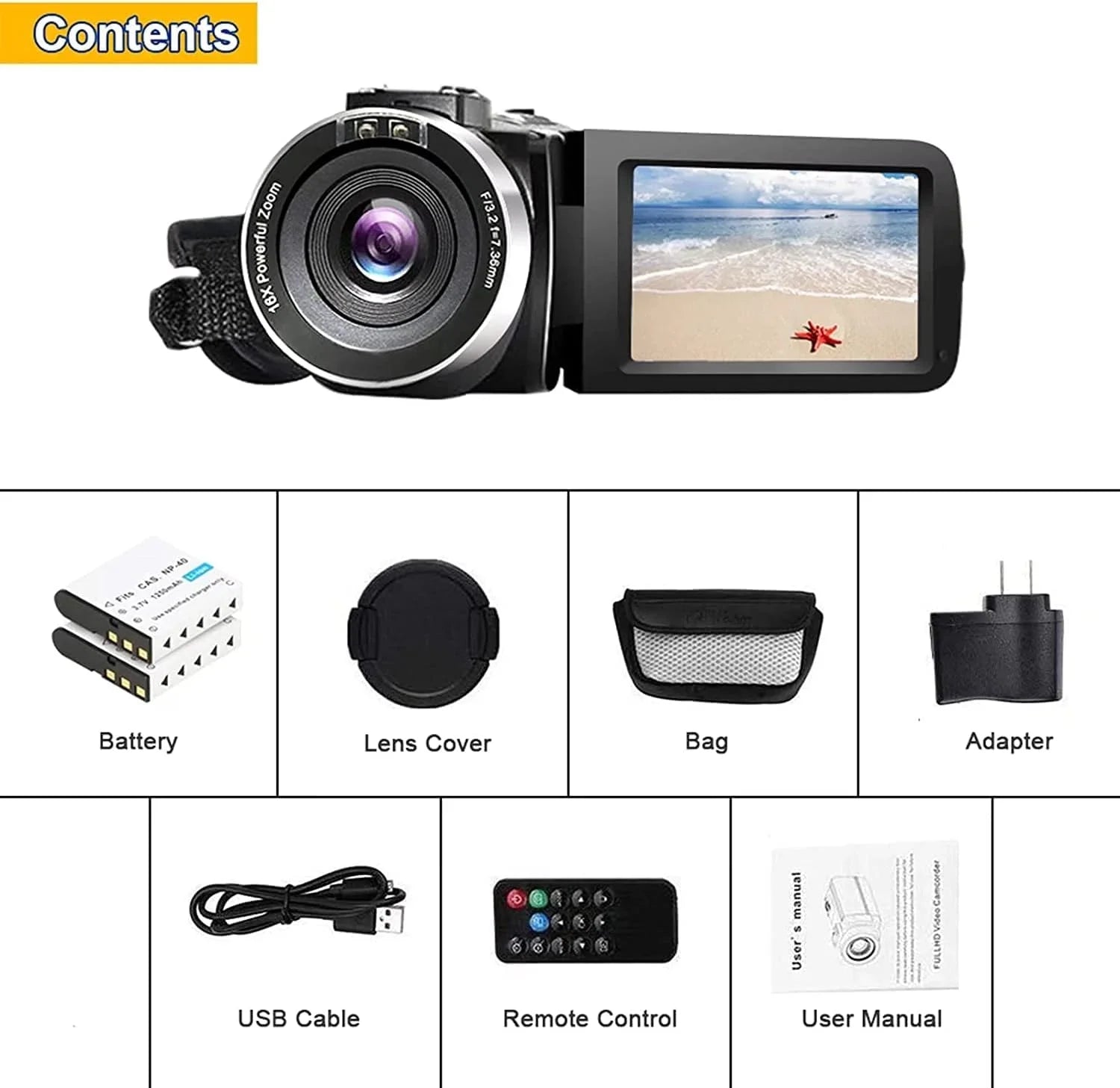 30FPS Zoom 3.0 Camcorders Inch Video 24.0 Night 1080P Vlogging Batteries Camera IPS HD MP Remote Camera Recorder Camera 2 Vision Screen Control with Full Camcorder 16X IR