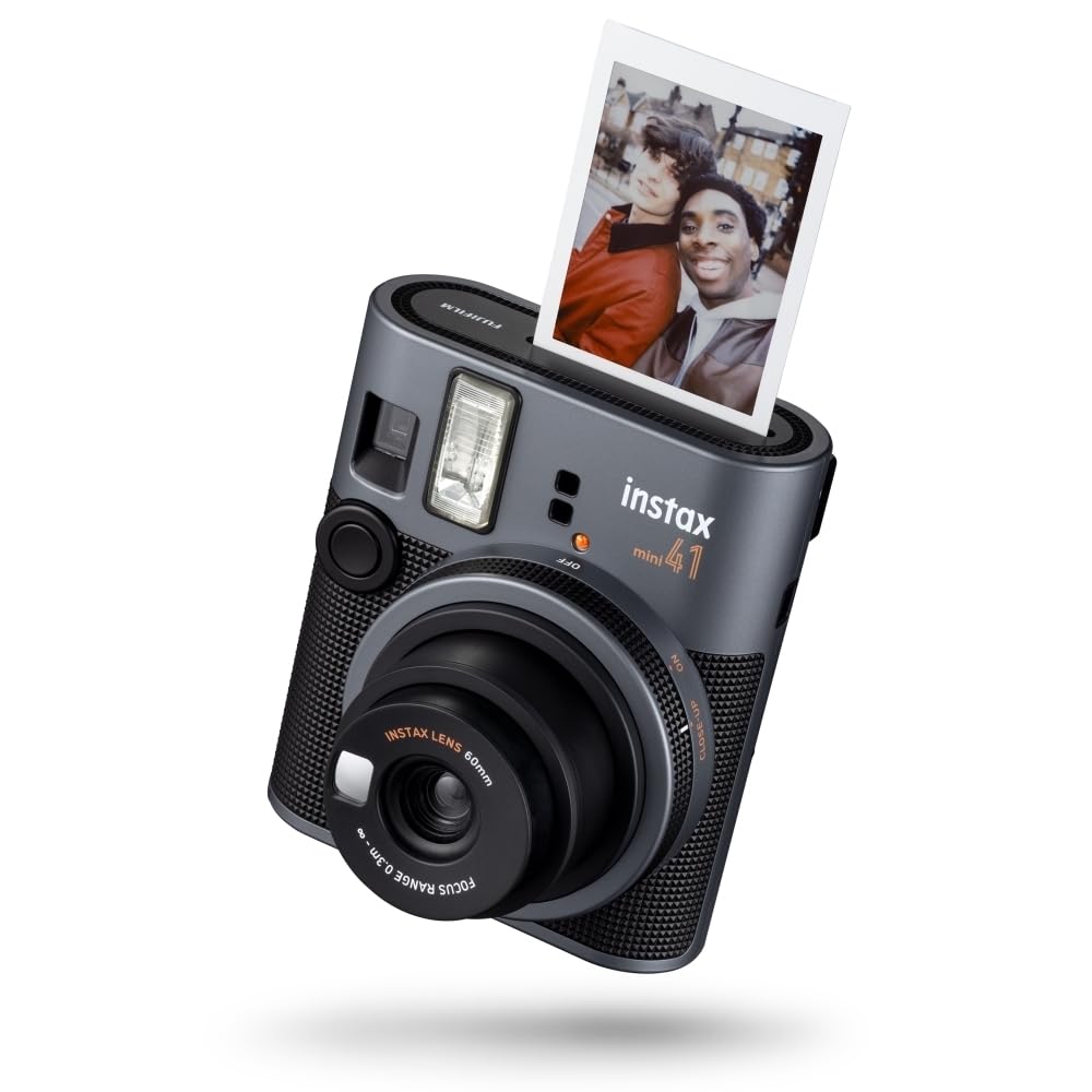 Fujifilm Instax Mini 41 Instant Camera Bundle with Instax Mini Film | 20 Exposures + 4 Pack AA Batteries + Cleaning Cloth (4 Items)