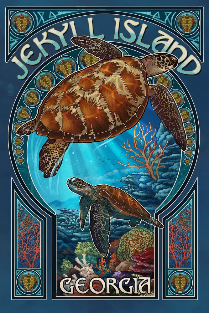 Sea Art Nouveau Family, in (19x27 USA) Turtle Piece Adults Made and Island, Premium Jigsaw inches, Jekyll for Georgia, Puzzle 500