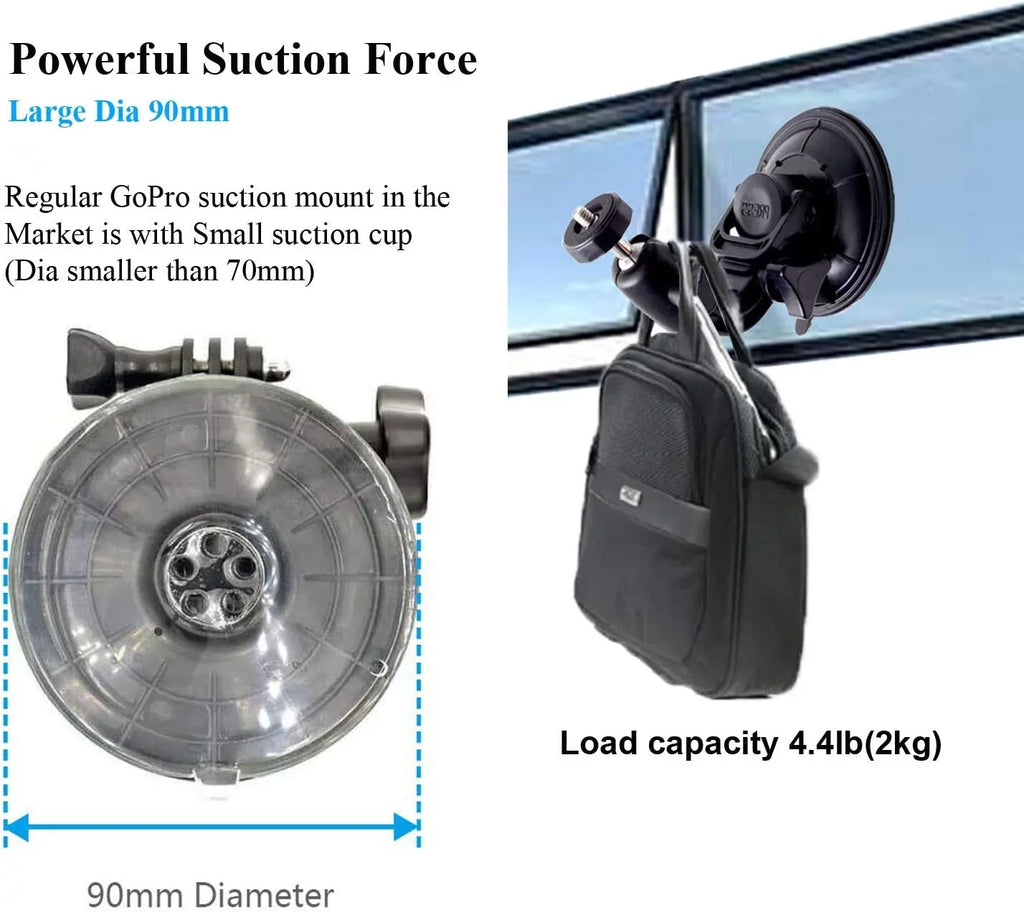 Tether 2 with Gopro Car Suction Adapter 4 5 3 for 3+ Mount Hero Safety 6 Cup Indoor Session Stand 8 9 7 Outdoor Tripod