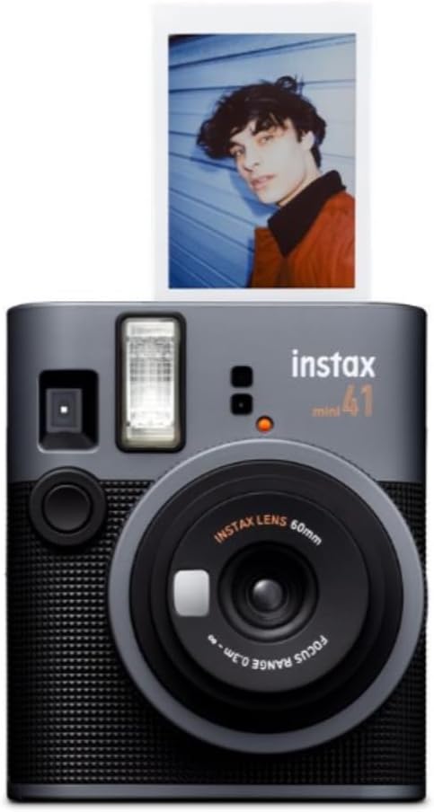 Fujifilm Instax Mini 41 Instant Camera Bundle with Instax Mini Film | 20 Exposures + 4 Pack AA Batteries + Cleaning Cloth (4 Items)