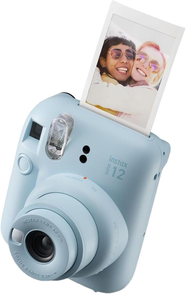 FUJIFILM INSTAX Mini 12 Instant Film Camera | Pastel Blue Bundled with Instax Accessory Bundle + Cleaning Cloth (8 Items)
