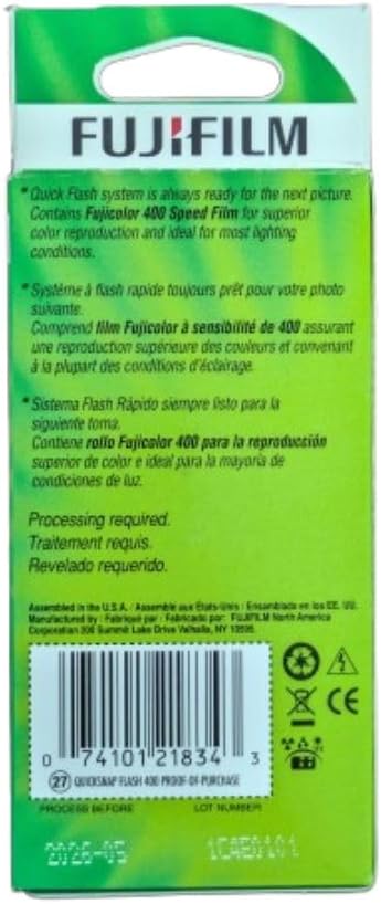 Fujifilm QuickSnap Flash 400 Disposable 35mm Camera w/Flash, 27 Exp, 4-Pack