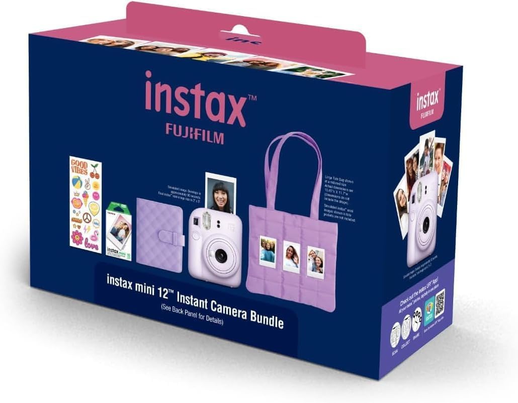 Fujifilm INSTAX MINI 12 Blue Bundle 2025 (2 Single Packs (20 Sheets), Lilac Purple)