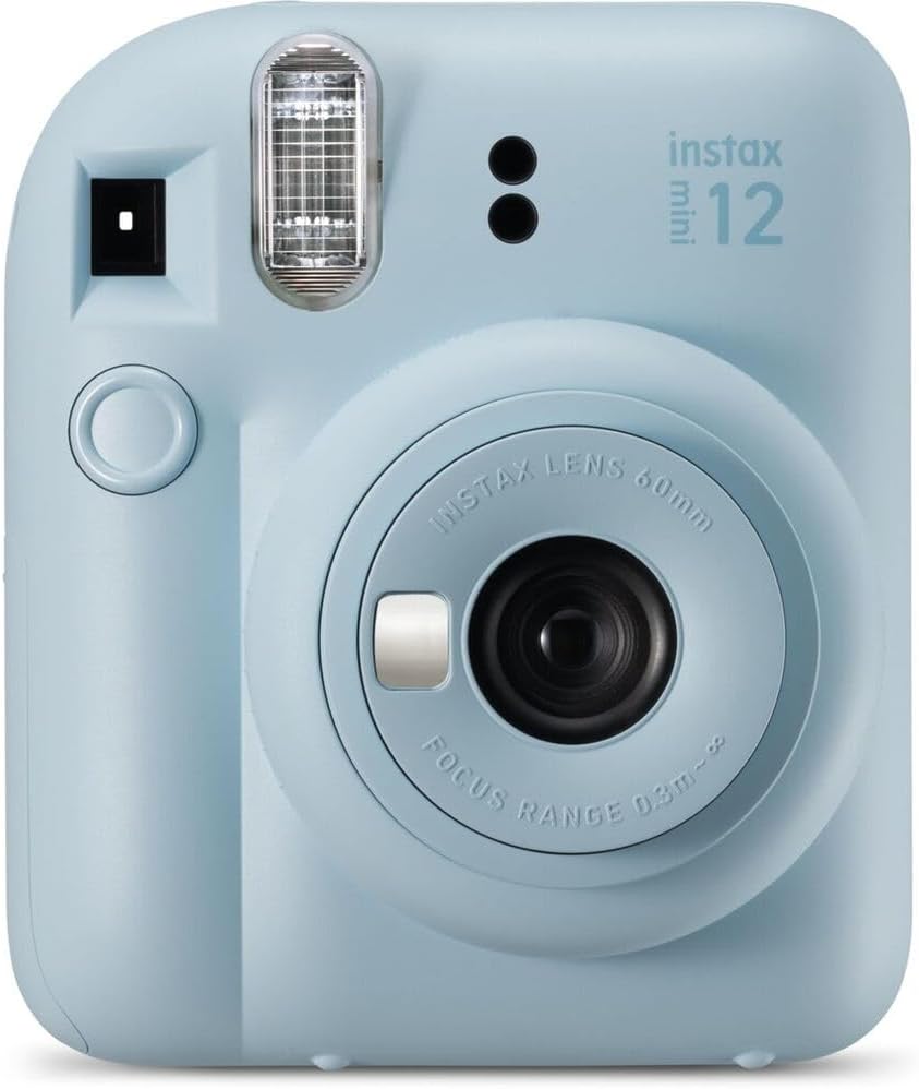 FUJIFILM INSTAX Mini 12 Instant Film Camera | Pastel Blue Bundled with Instax Accessory Bundle + Cleaning Cloth (8 Items)