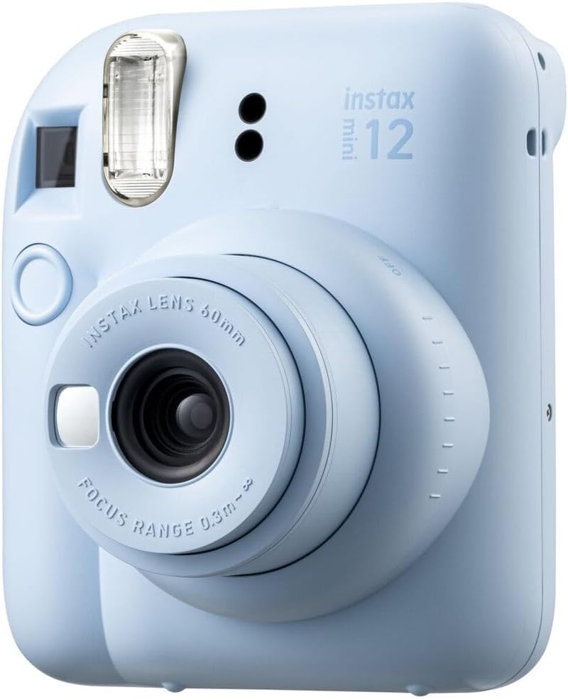 FUJIFILM INSTAX Mini 12 Instant Film Camera | Pastel Blue Bundled with Instax Accessory Bundle + Cleaning Cloth (8 Items)