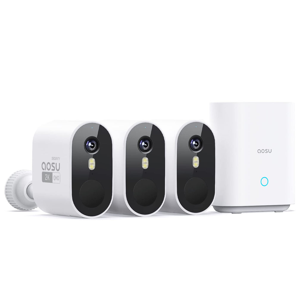 aosu 2K QHD Battery Security Cameras Wireless Outdoor System, 2-Cam-Kit