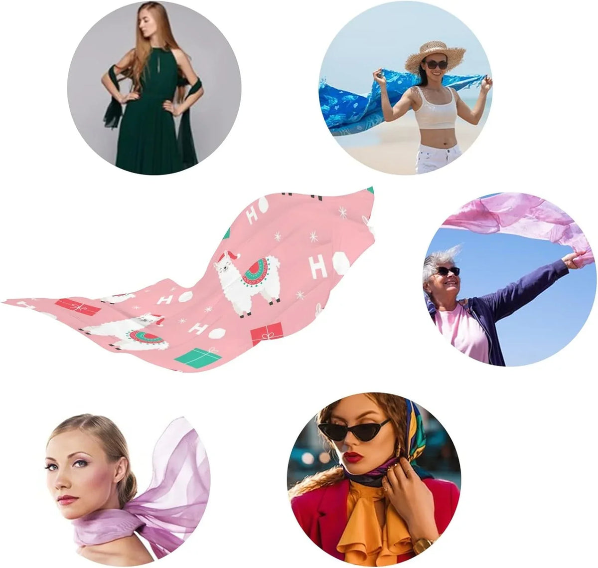 Presents Lightweight for Wrap Christmas Scarves Hyjoy Long Scarf Shawl Girls Women Silk Llama Neck