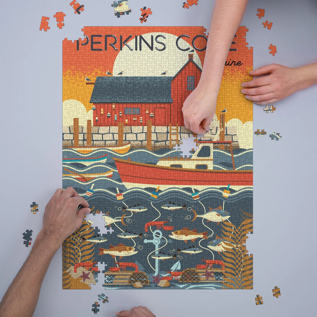 Perkins in Puzzle, Challenging 19x27, and Nautical Made Family, (1000 Jigsaw Cove, Puzzle USA) Geometric Size Adults for Piece Maine,
