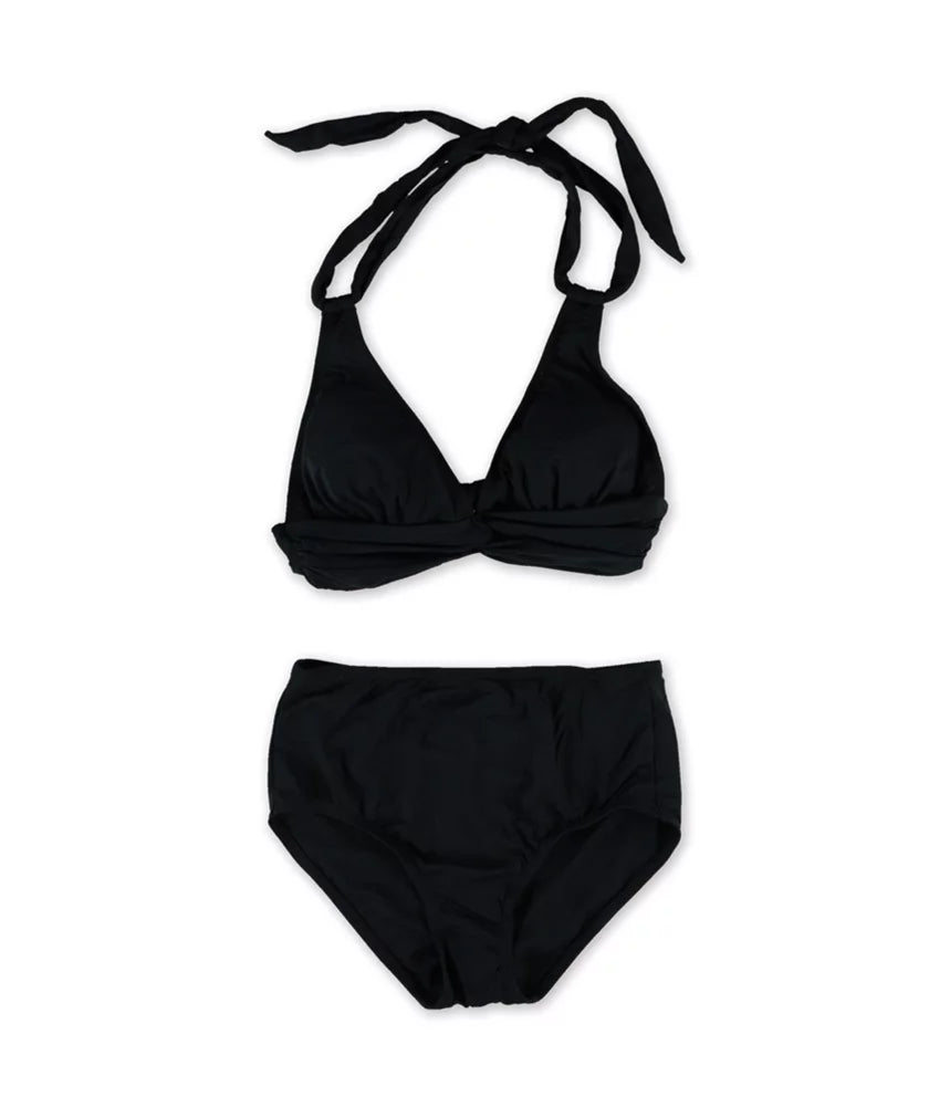 Cole Womens Piece X-Small Brief Black, Halter Bikini, Twist 2 Anne
