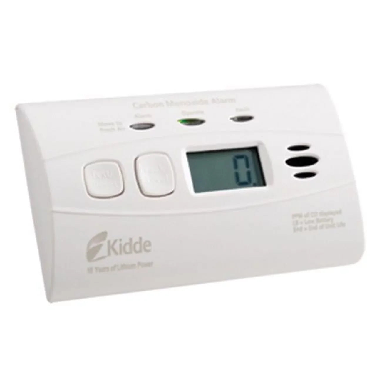 Worry-Free Powered Display (21010075) w/Digital DC Lithium Sealed Detector, 10-Year Monoxide Kidde Carbon Battery C3010D