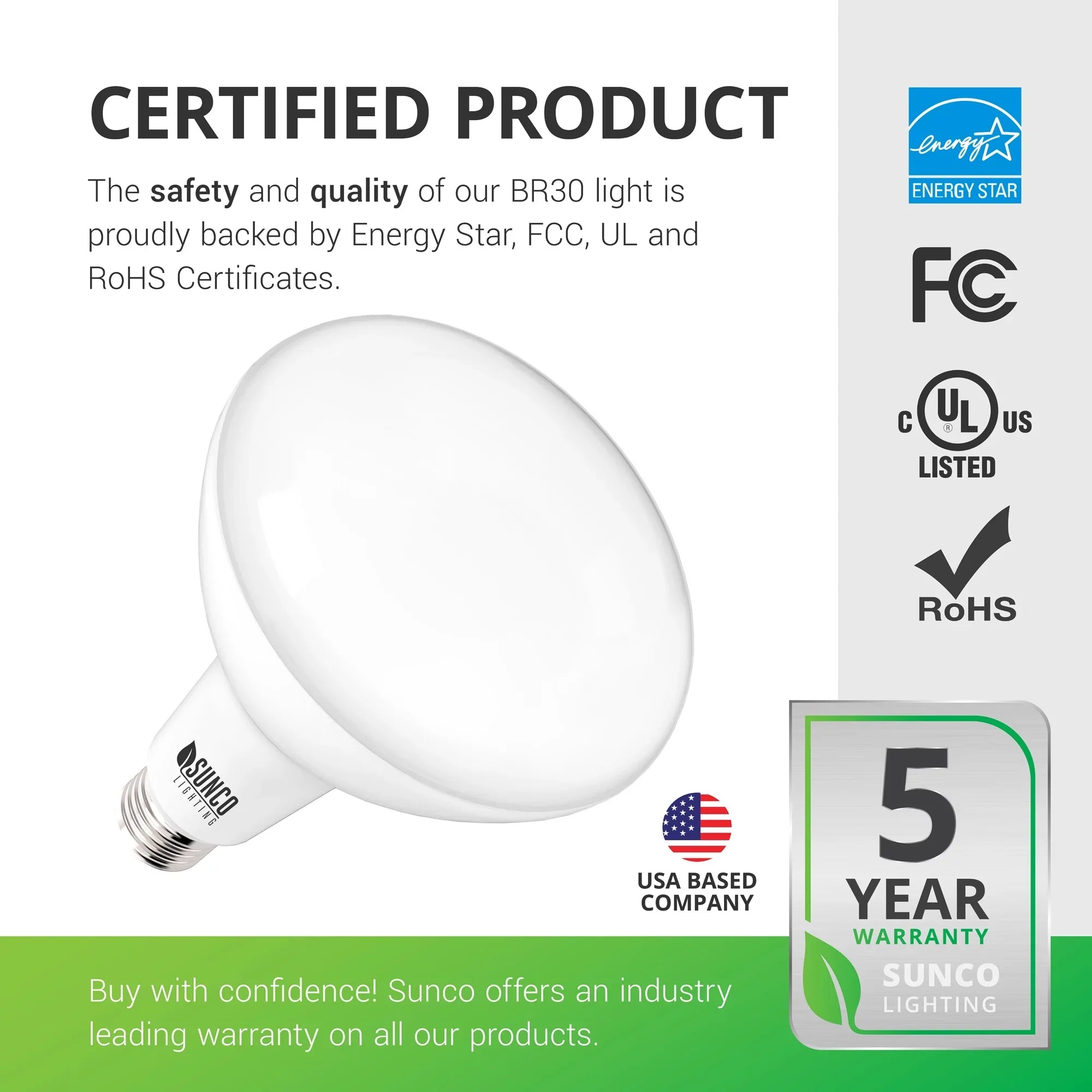 LED Dimmable, Bulb, 5" Star & 32 Base, - LM, BR30 6" for 850 or 11W=65W, Sunco White, Indoor Pack E26 Cans 3000K Warm Flood UL Lighting Light Energy