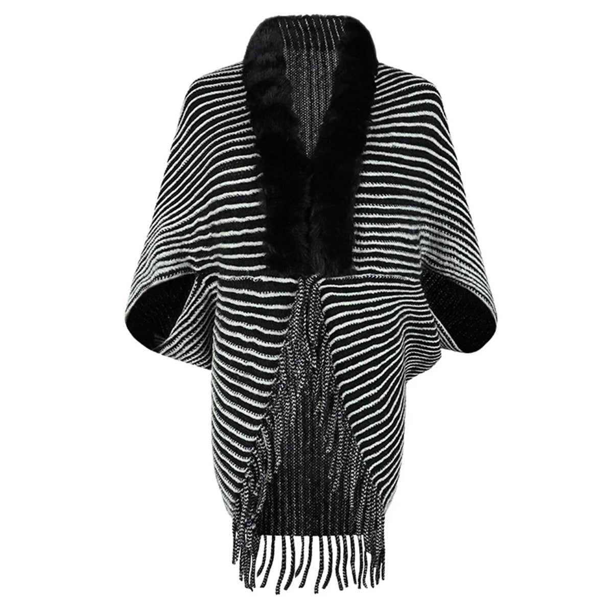 Women Cardigan Shawl Cape Collar Sweater Skirts Tassel Summer Striped Women Womens