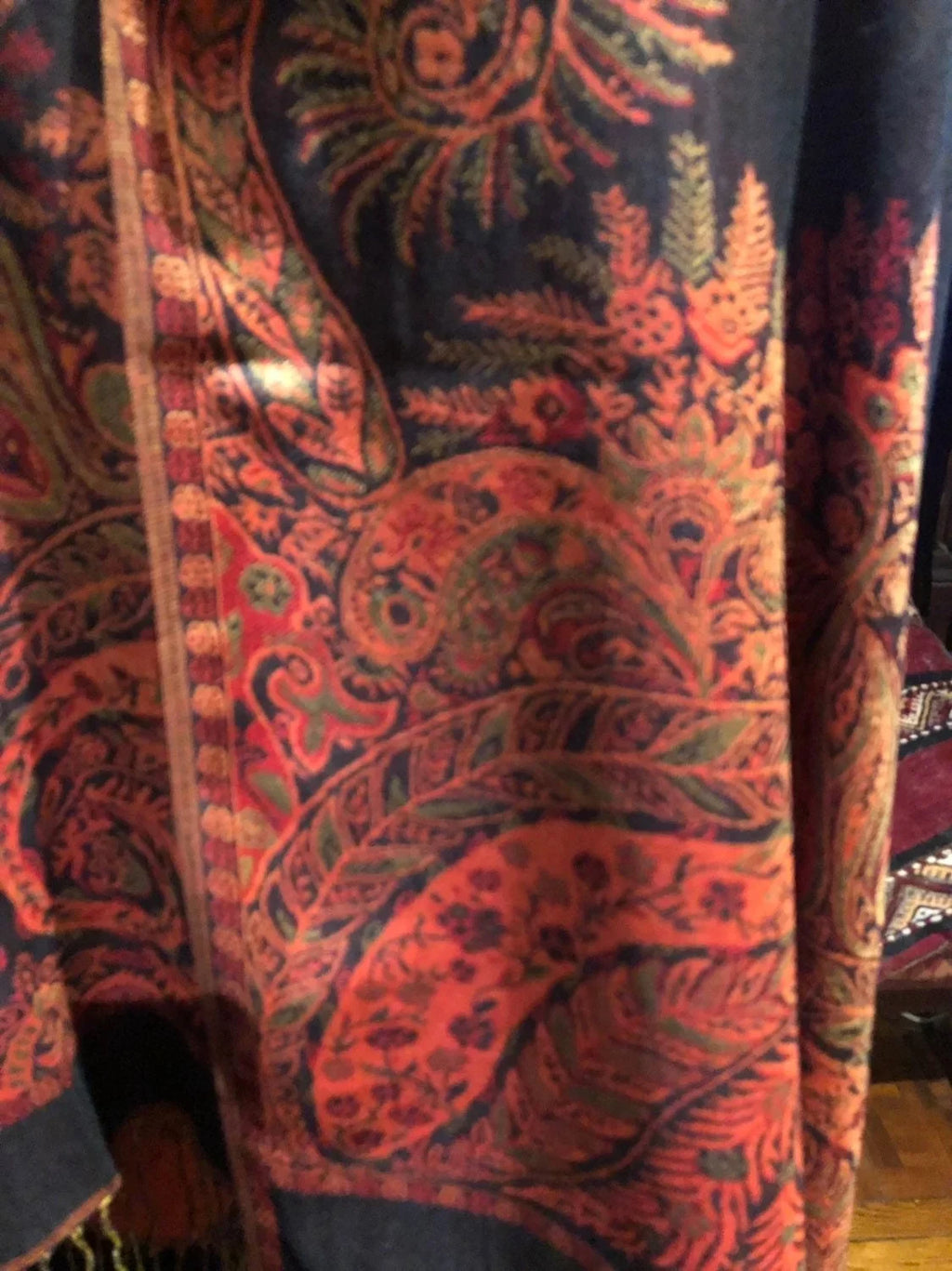 Brocade Red Black Vintage Wrap Pashmina Paisley Scarf