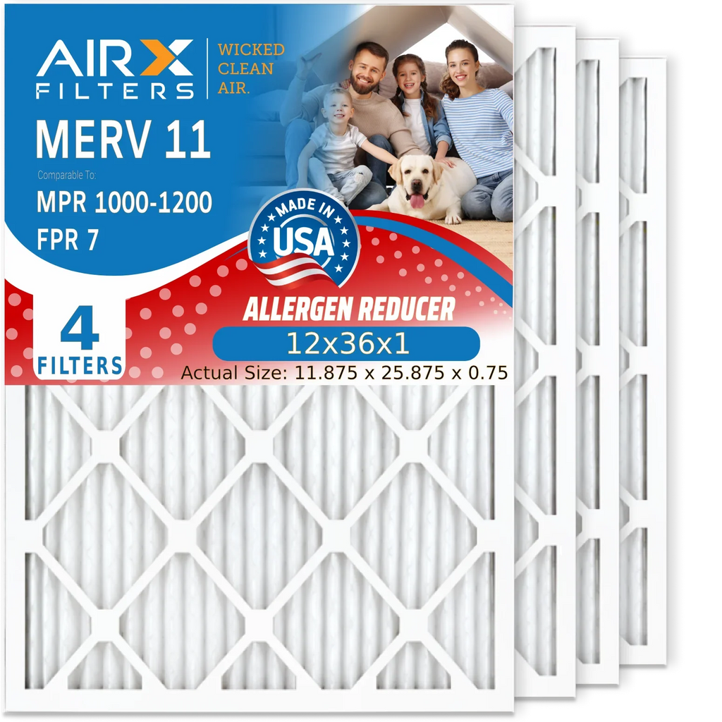 to 7 MPR 1200 FILTERS 11 USA oxygen by oxygen Conditioner & 4 12x36x1 Made Pack 1000, HVAC Filter Filters Filter MERV AIR. 12x36x1 WICKED Electrostatic Pleated FPR Comparable Furnace MPR AIRX CLEAN Premium