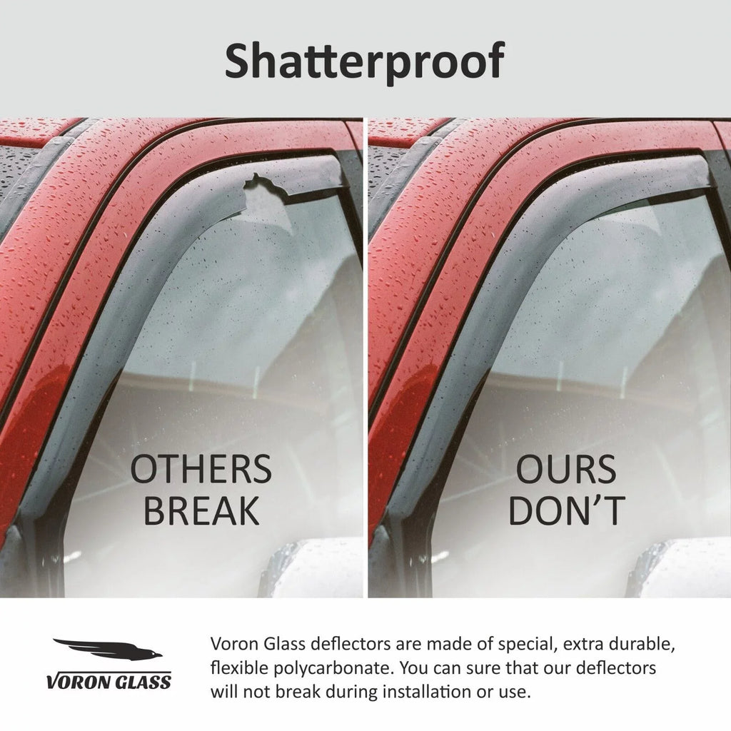 Quad Window Extra Ram Cab, 230099 - 2009-2018 Rain Vent Deflectors, for 1500 Durable Pieces Guards in-Channel Window Voron Dodge Visors, Trucks Glass 4