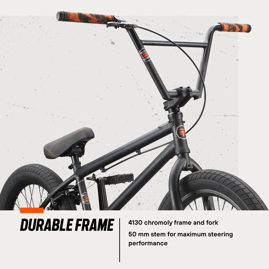 Freestyle Wheels BMX Steel - Open 20 Bike, Legion Inch Box Mongoose Frame, BLACK/ORANGE