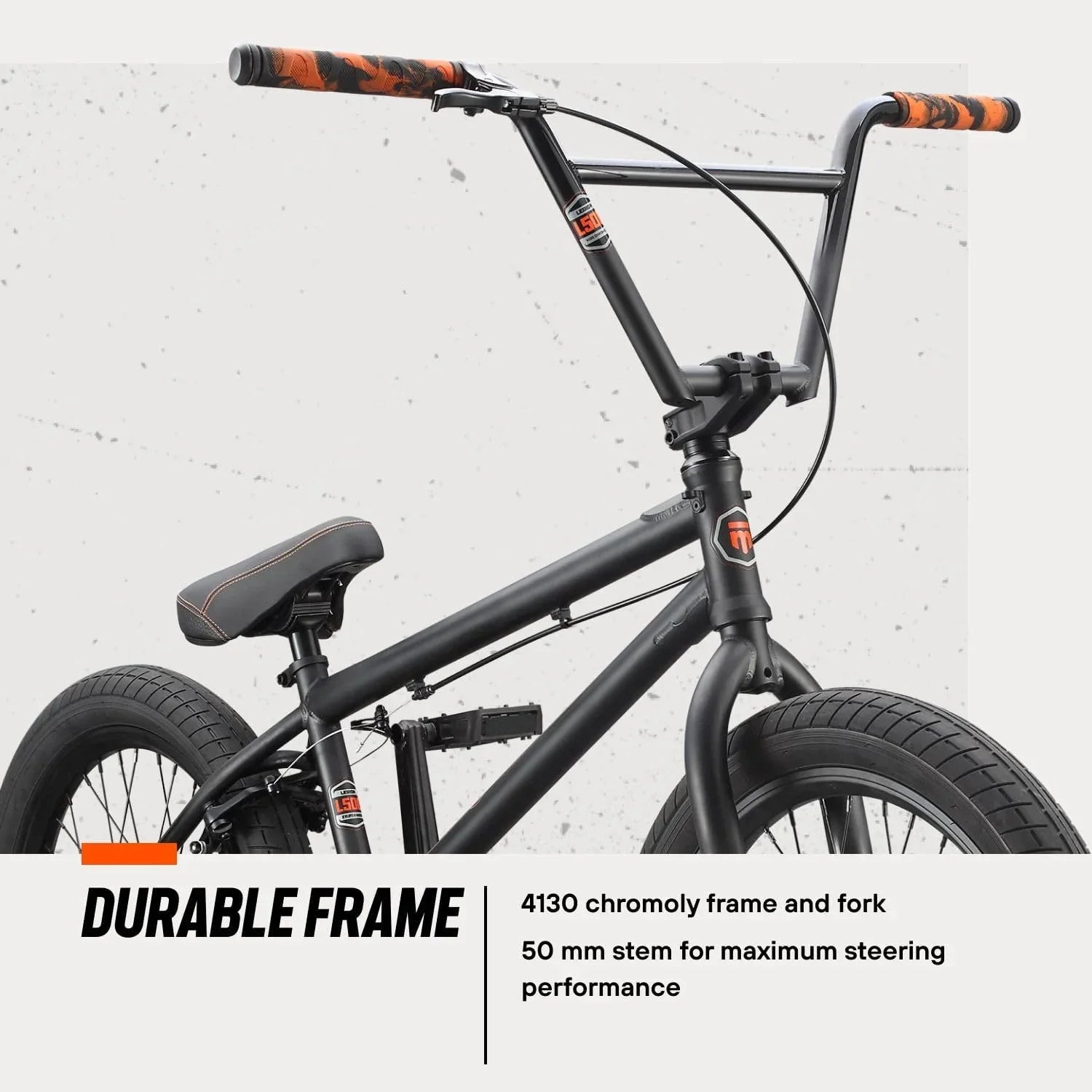 Freestyle Wheels BMX Steel - Open 20 Bike, Legion Inch Box Mongoose Frame, BLACK/ORANGE