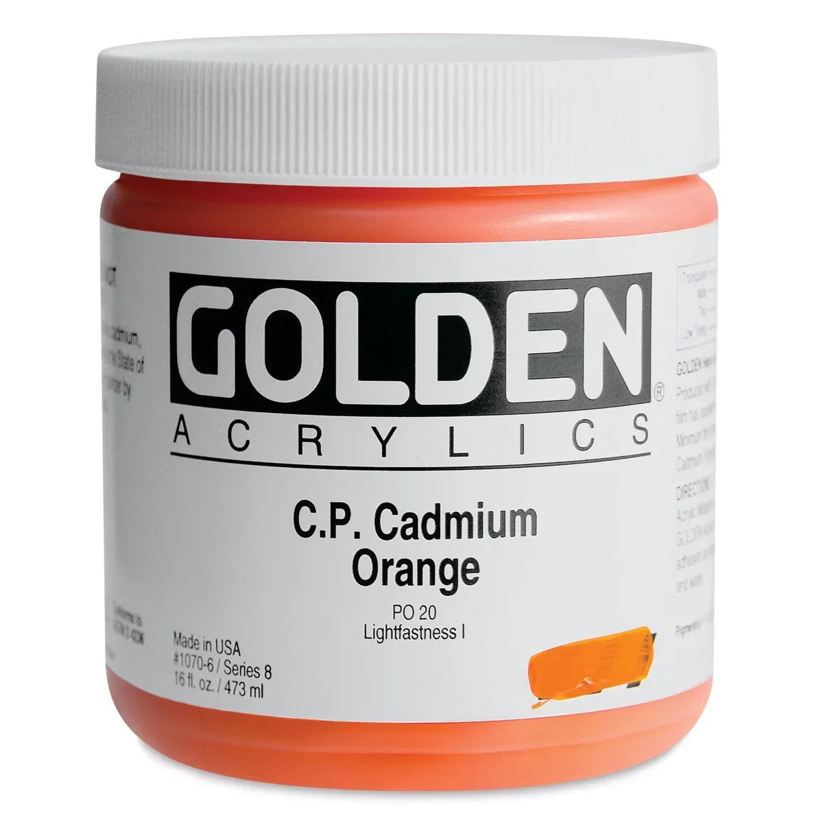 oz, 16 Cadmium Body Acrylic, Orange Artist Heavy Golden