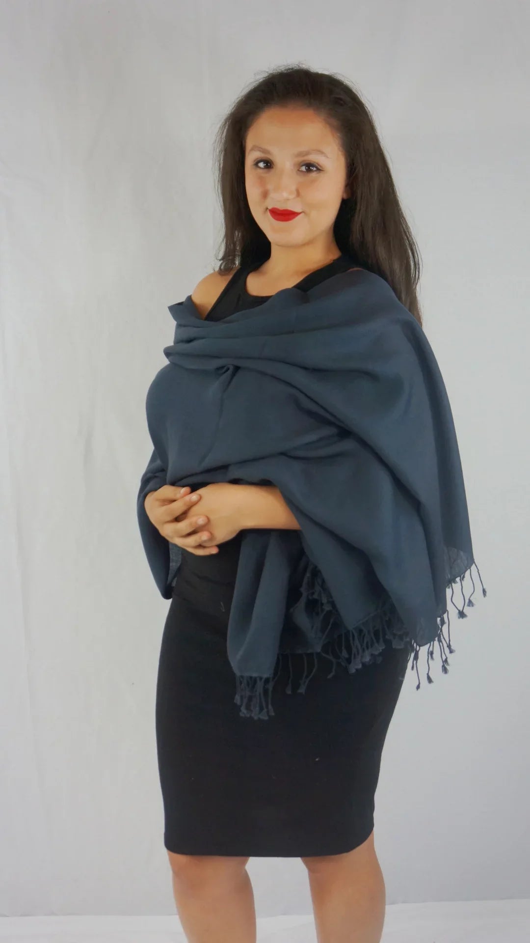 Shawl/Cashmere Shawl) Shawl/Shawls/Scarf/Scarves/Wrap/Stole/Muffler/Cape/Ruana/Blanket/Throw/Pashmina Regular Charcoal (Dark Scarf/Wool/Silk