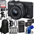 '+ 128GB (Black) Canon Digital Camera Kit 15-45mm Lens Mirrorless EOS with M200