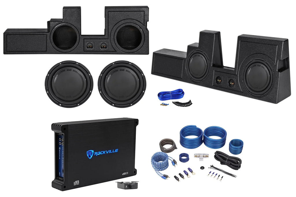 (2) Audio For Subwoofers+Box+Amp+Wires Ford 2000-2016 F250/350/450 12" Polk