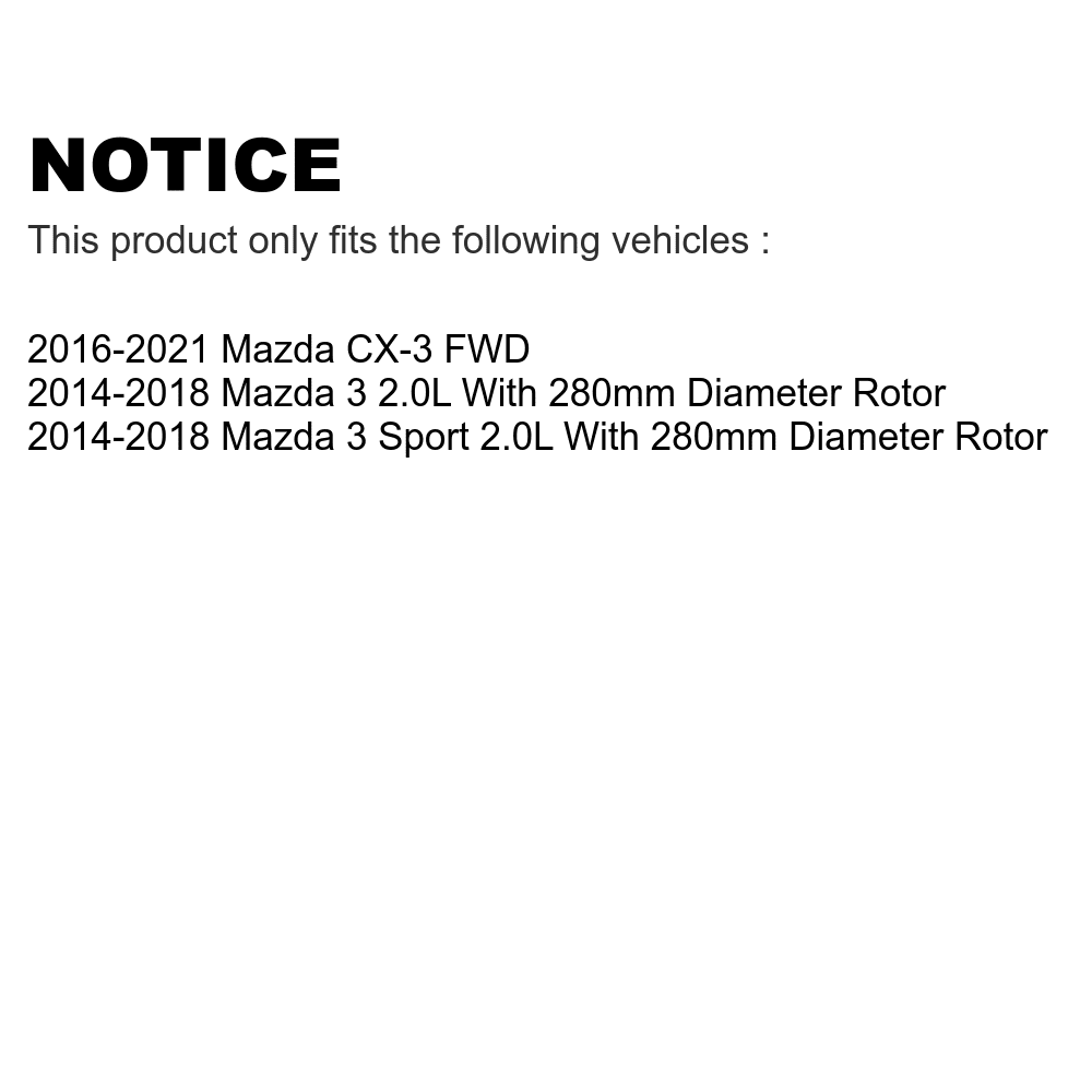 Coated Mazda 3 Brake Pair Front Sport Disc CX-3 Rotors For KG-100360