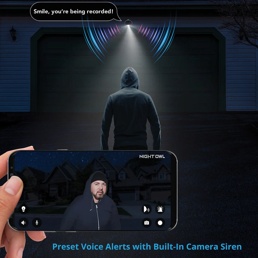 3 Cameras 4K Hard with 1080p Wi-Fi Spotlight HD Night 10 Channel Free Drive (Battery) 1TB Owl and Wire NVR