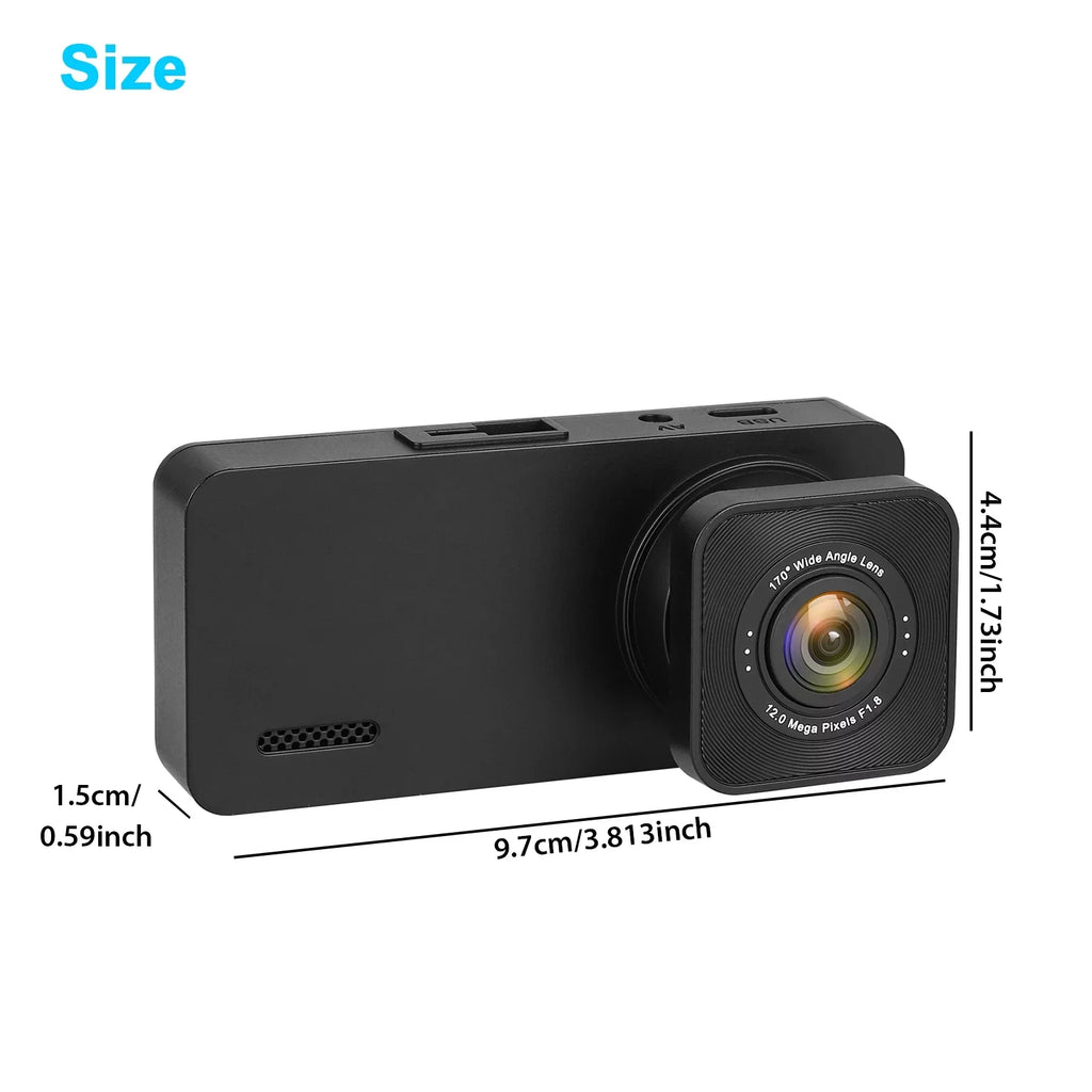 Loop G-Sensor, Vision, TSV Backup Cam, Recording Camera Night HD 3 1080P Channel Dash Monitor, Dash Black - Parking with