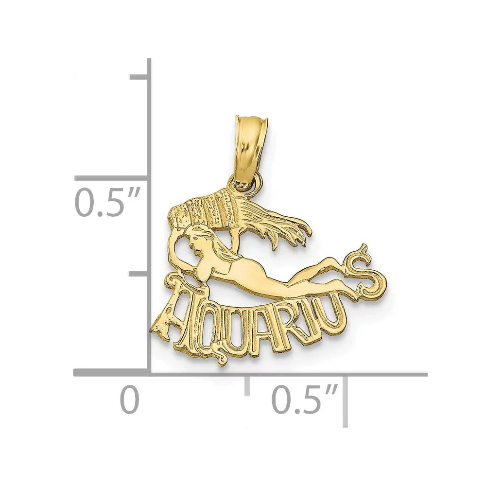 17 16 10 x mm Charm Gold Finejewelers kt FJC Zodiac Yellow AQUARIUS