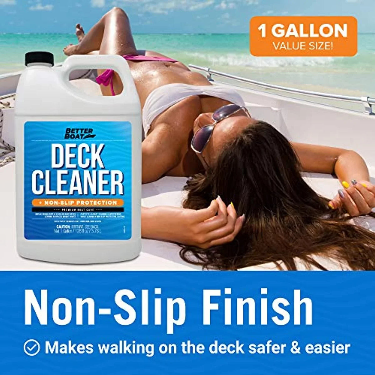 Aluminum Anti Clean Skid Grade Boat Cleaner Cleaner Vinyl Floor Gallon Marine Stick Wash for Composite Surface, Soap Non & Hull Boat Deck Sealant Boat Fiberglass to Supplies Cleaning Cleaner Plastic,