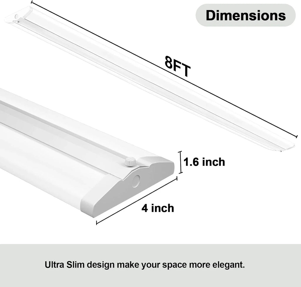 Slim Garage Lights, Office 4 Shop LED Foot 110W Wraparound T8 Mount for 8 8FT Pack QCAI 5000K, Compact Fluorescent Ultra Grade 12500LM, Equiv.], Flush Warehouse, Light LED Commercial [6-lamp Strip
